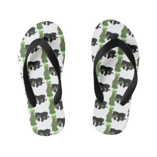 Cute jaguar black panther cat cartoon illustration kid's thongs