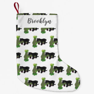 Cute jaguar black panther cat cartoon illustration small christmas stocking