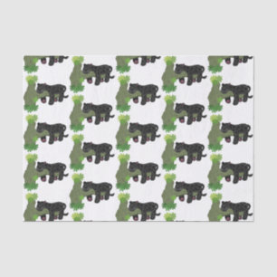 Cute jaguar black panther cat cartoon illustration tissue paper