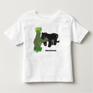 Cute jaguar black panther cat cartoon illustration toddler T-Shirt