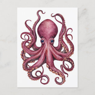 Cute Jam Pink Octopus Postcard