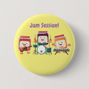 Cute jam session cartoon musician humour 6 cm round badge