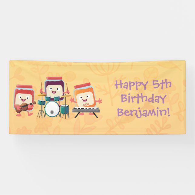 Cute jam session cartoon musician humour banner (Horizontal)