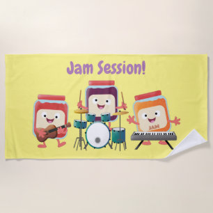 Cute jam session cartoon musician humour beach towel