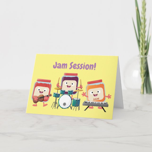 Cute jam session cartoon musician humour card (Front)
