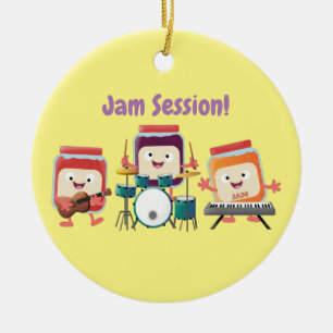 Cute jam session cartoon musician humour ceramic ornament