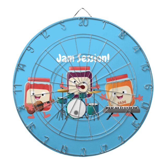 Cute jam session cartoon musician humour dartboard (Front)