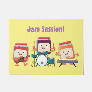 Cute jam session cartoon musician humour doormat