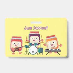 Cute jam session cartoon musician humour ID badge