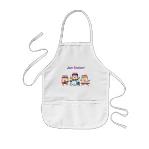 Cute jam session cartoon musician humour kids apron