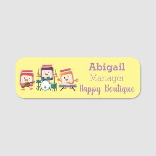 Cute jam session cartoon musician humour  name tag