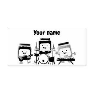 Cute jam session cartoon musician humour rubber stamp