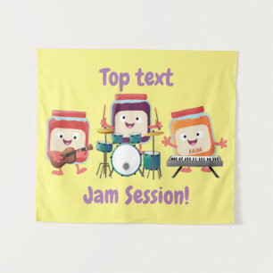 Cute jam session cartoon musician humour  tapestry