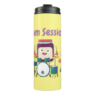 Cute jam session cartoon musician humour thermal tumbler