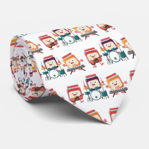 Cute jam session cartoon musician humour tie