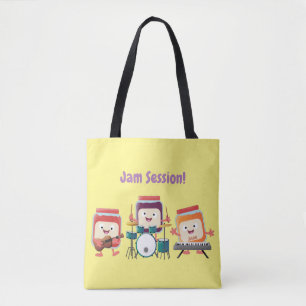 Cute jam session cartoon musician humour tote bag