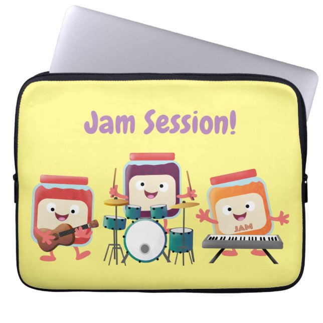 Cute jam session cartoon musician laptop sleeve (Front)