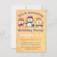 Cute jam session musician cartoon birthday