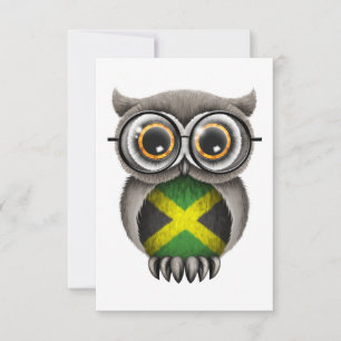 Cute Jamaican Flag Owl Wearing Glasses