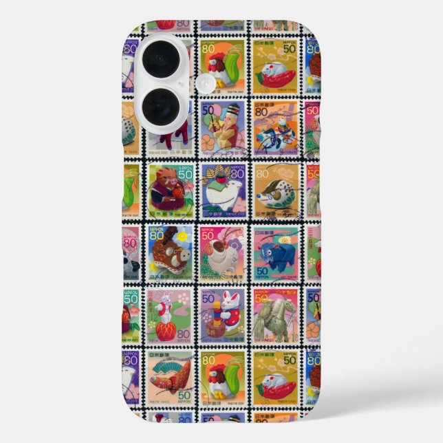 Cute Japan Year of Animal Stamps Pattern Case-Mate iPhone Case (Back)