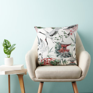 cute Japanese bird tiled pattern Cushion