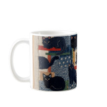 Cute Japanese Black Cats Patchwork