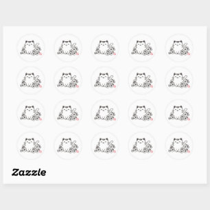 Cute Japanese Cat and Sakura with "Neko" Stamp Classic Round Sticker