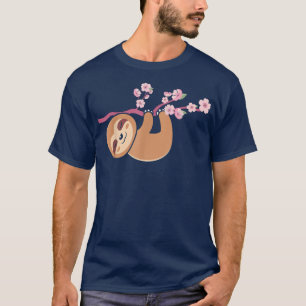 Cute Japanese Cherry Blossom Sakura Kawaii Sloth A T-Shirt