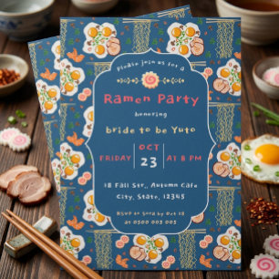 Cute Japanese Culinary Noodle Lovers Ramen Party  Invitation