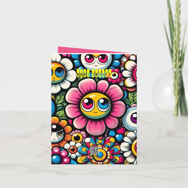 cute japanese floralwith faces girlbabyshower invitation (Creator Uploaded)