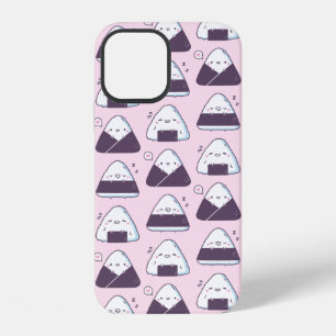 Cute Japanese Food Onigiri Doodles Pattern Pink iPhone 12 Case