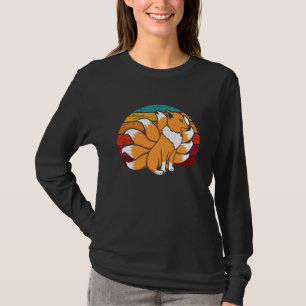 Cute Japanese Fox Kabuki Mask Nine Tailed Kitsune T-Shirt