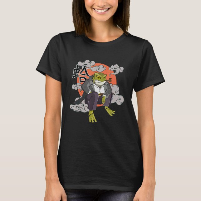 cute Japanese frog in Yakuza gangster costume T-Shirt (Front)