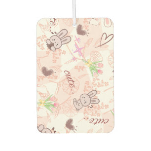 Cute Japanese Kawaii Bunny and Pink Gingham Checke Car Air Freshener