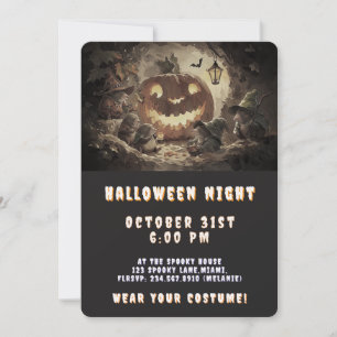 Cute Japanese Kawaii Style Witch Halloween Party Invitation