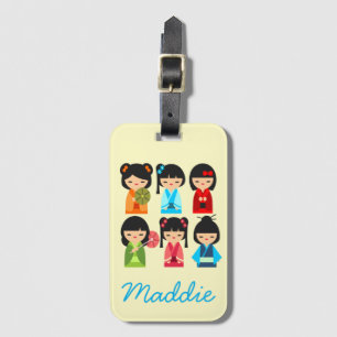 Cute Japanese Kokeshi doll pattern Luggage Tag