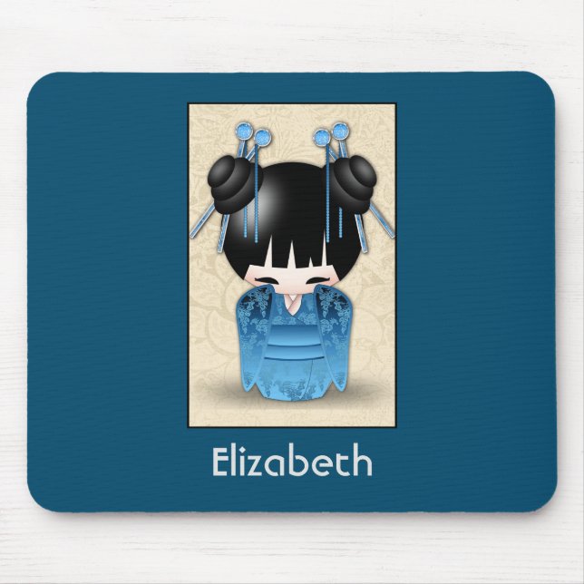 Cute Japanese Kokeshi Doll Personalised Mouse Pad (Front)