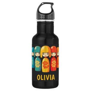 Cute Japanese Kokeshi Dolls  532 Ml Water Bottle