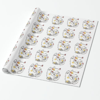 Cute Japanese Lucky Cat Art Wrapping Paper