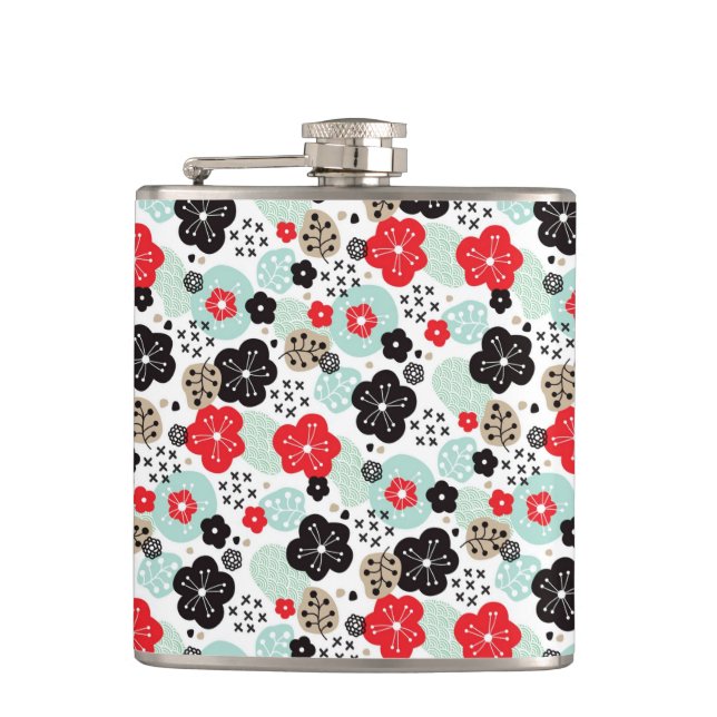 Cute Japanese patterns design Hip Flask (Front)