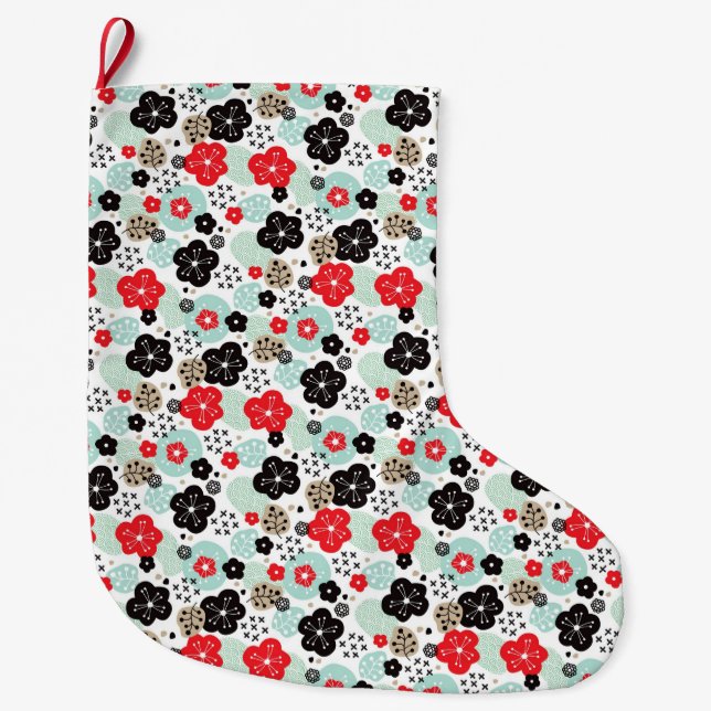 Cute Japanese patterns design Large Christmas Stocking (Front)