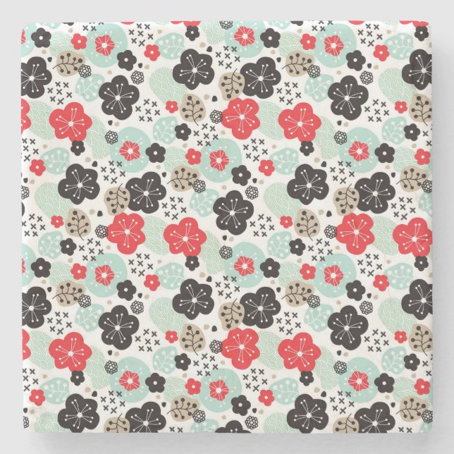 Cute Japanese patterns design Stone Coaster (Front)