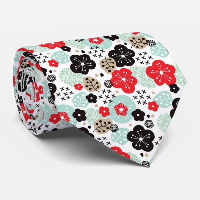 Cute Japanese patterns design Tie (Rolled)