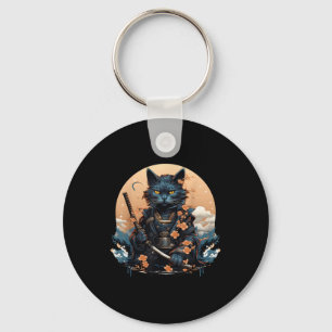 Cute Japanese Samurai Cat Shirt Tattoo 2023 Kawaii Key Ring