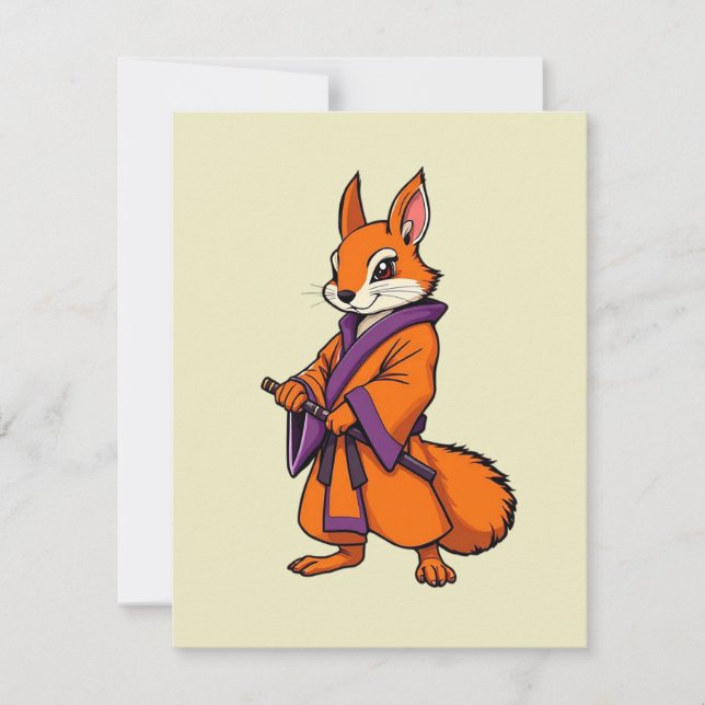 Cute Japanese Samurai Squirrel Card (Front)