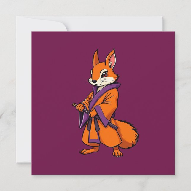 Cute Japanese Samurai Squirrel Card (Front)