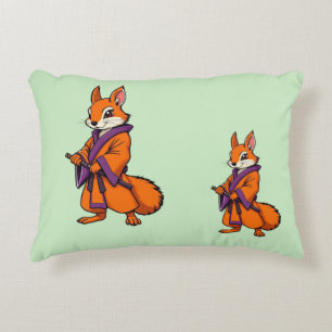 Cute Japanese Samurai Squirrel Decorative Cushion