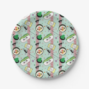 Cute Japanese Sushi Lover Golfing Pattern  Paper Plate