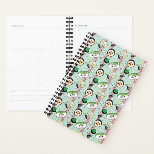 Cute Japanese Sushi Lover Golfing Pattern  Planner (Display)