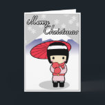 Cute Japanese themed Christmas card<br><div class="desc">Cute Japanese Girl Cartoon themed Christmas card</div>